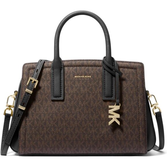 👑Women's Small Satchel Bag Black Adjustable Crossbody Strap Gold-Tone Hardware